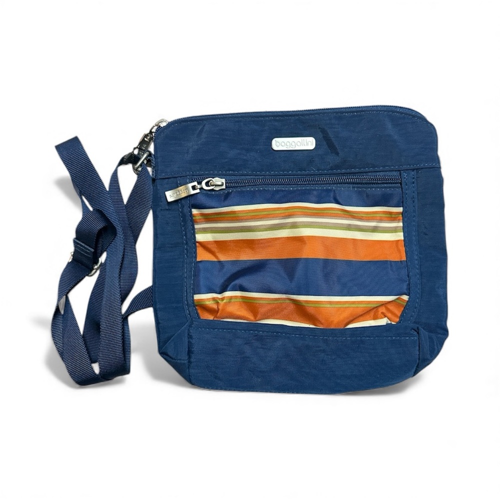 Baggallini Navy and Striped Messenger Bag